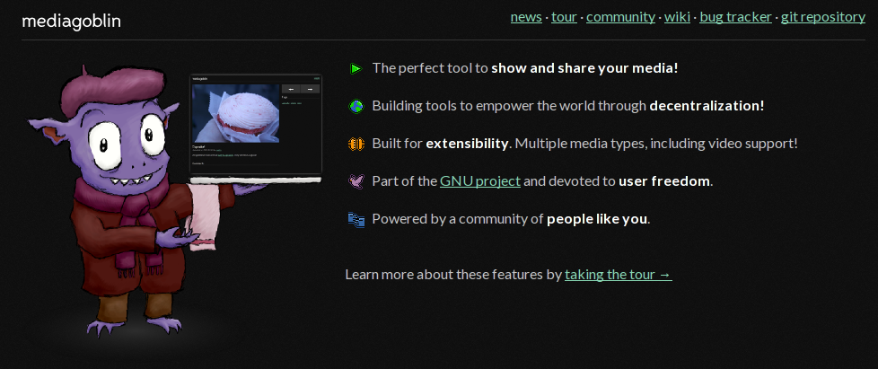Crop of mediagoblin.org screenshot