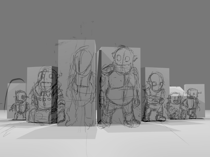 Screenshot of blender with robogoblin perspective sketch loaded