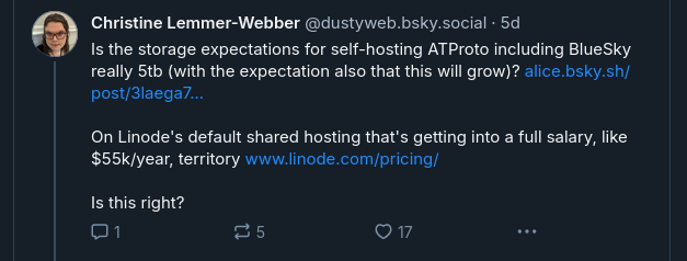 Myself pulling up an example of shared hosting expense expectations, which turns out to be about $55k/year