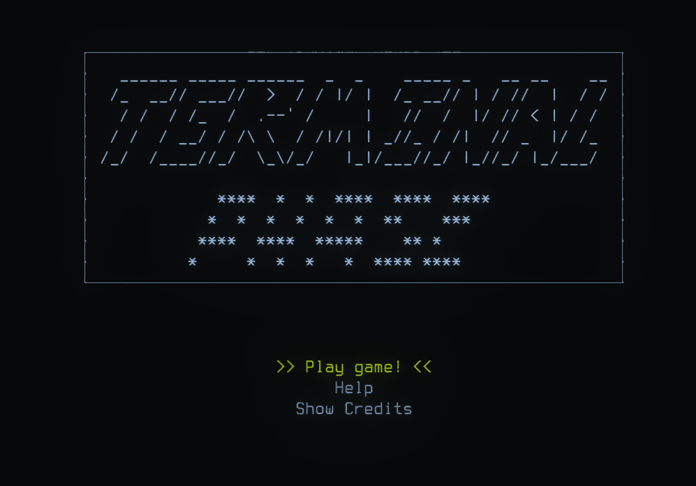 Скринсейвер терминал. Credits Screen. Terminal game